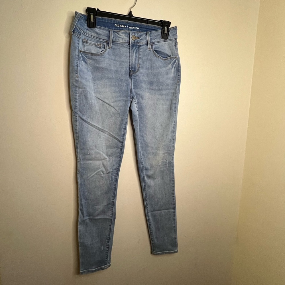 Old Navy Women's Denim Skinny Jeans‎ - Light Blue mid rise rockstar size 6